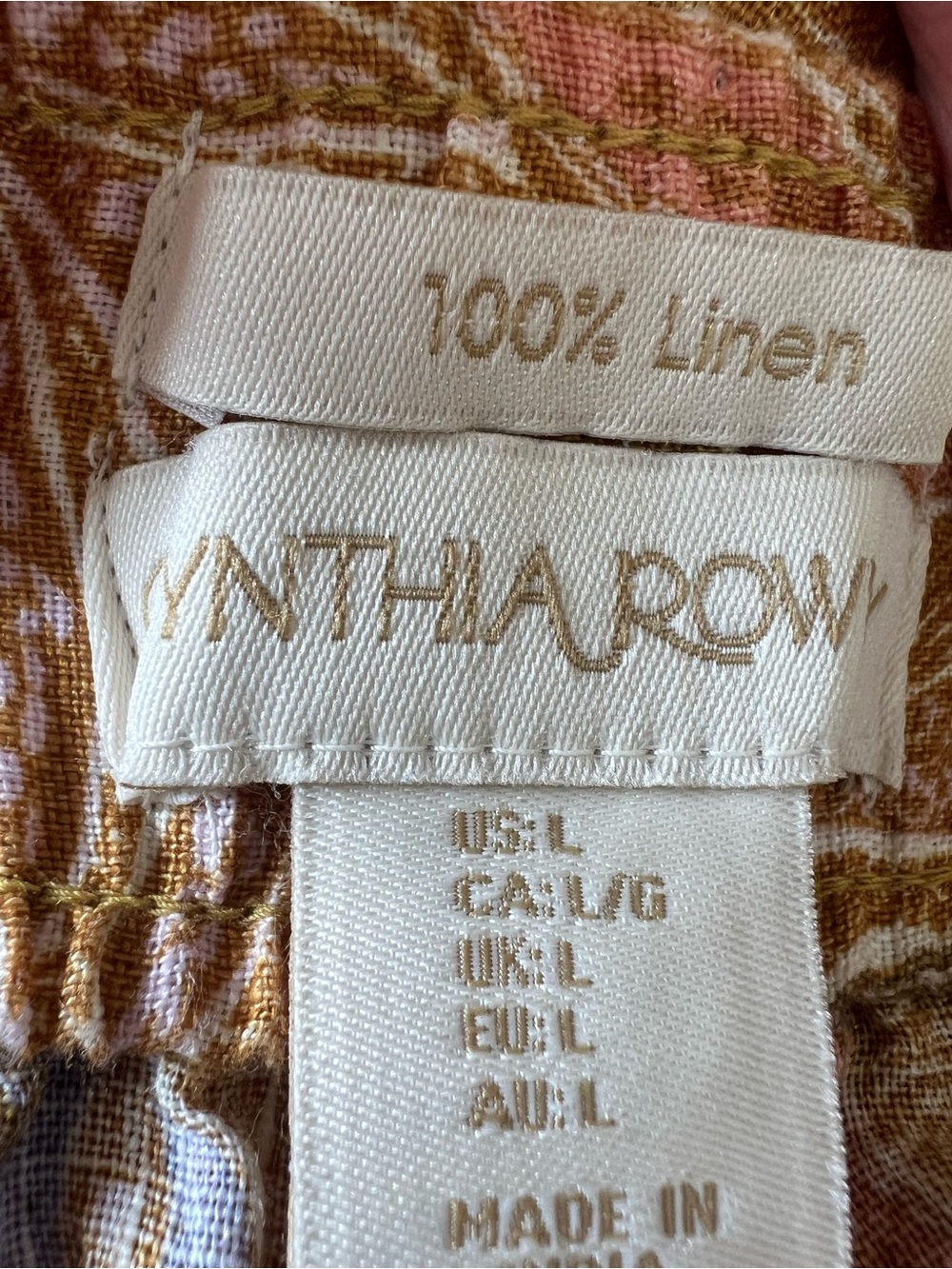 Cynthia Rowley Linen Floral Wide Leg Ankle Pants Mustard Floral Size L - Picture 8 of 14